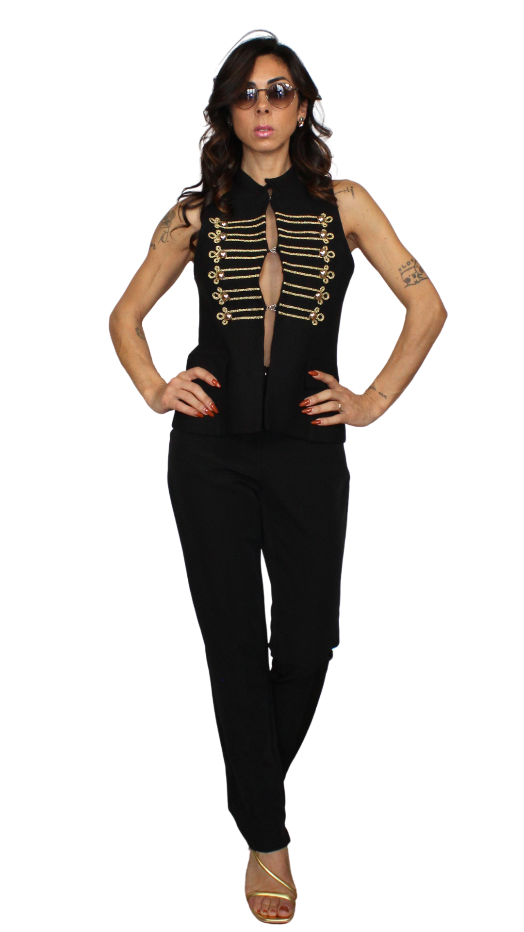 Gilet Stile Napoleon con Dettagli Gold