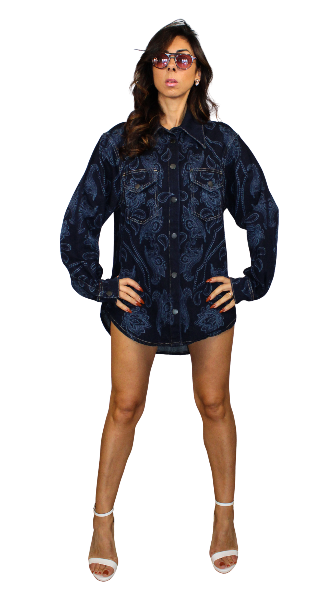 Camicia Denim Paisley Oversize