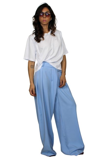T-shirt Bianca con Drapé