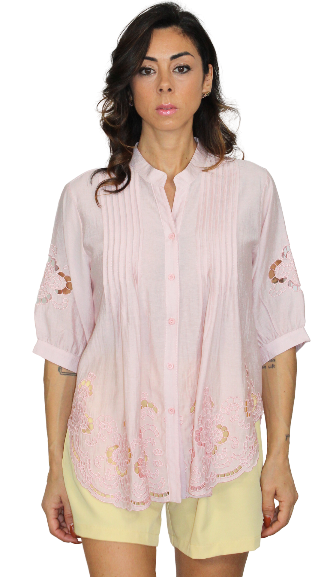 Camicia in Sangallo con Plissettata by Lokita