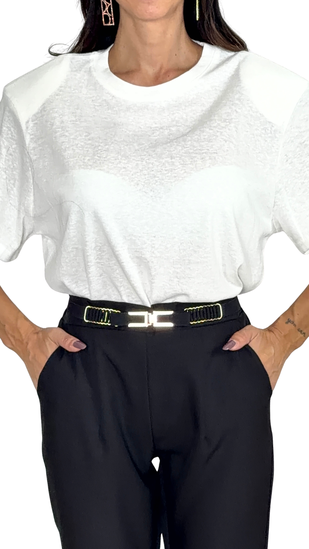 T-shirt Oversize con Spalline Imbottite Strutturate