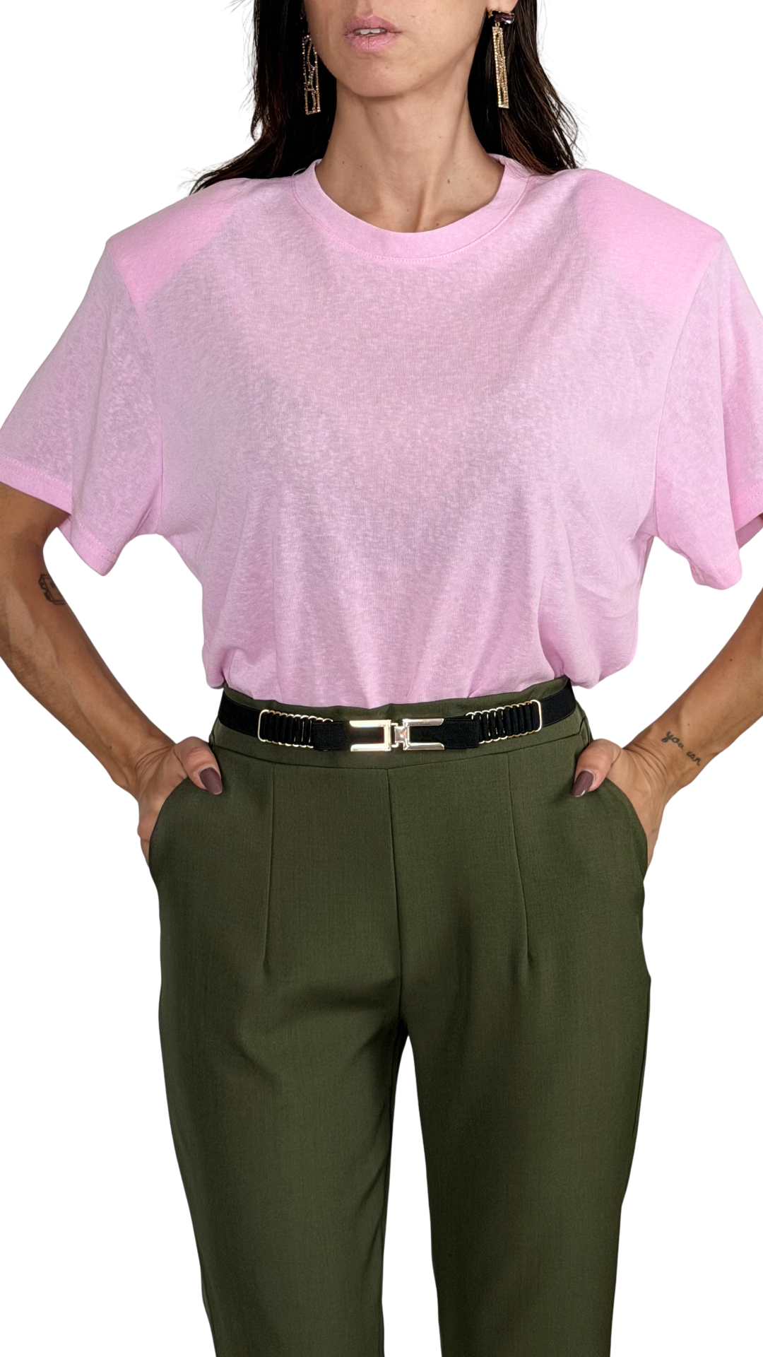 T-shirt Oversize con Spalline Imbottite Strutturate