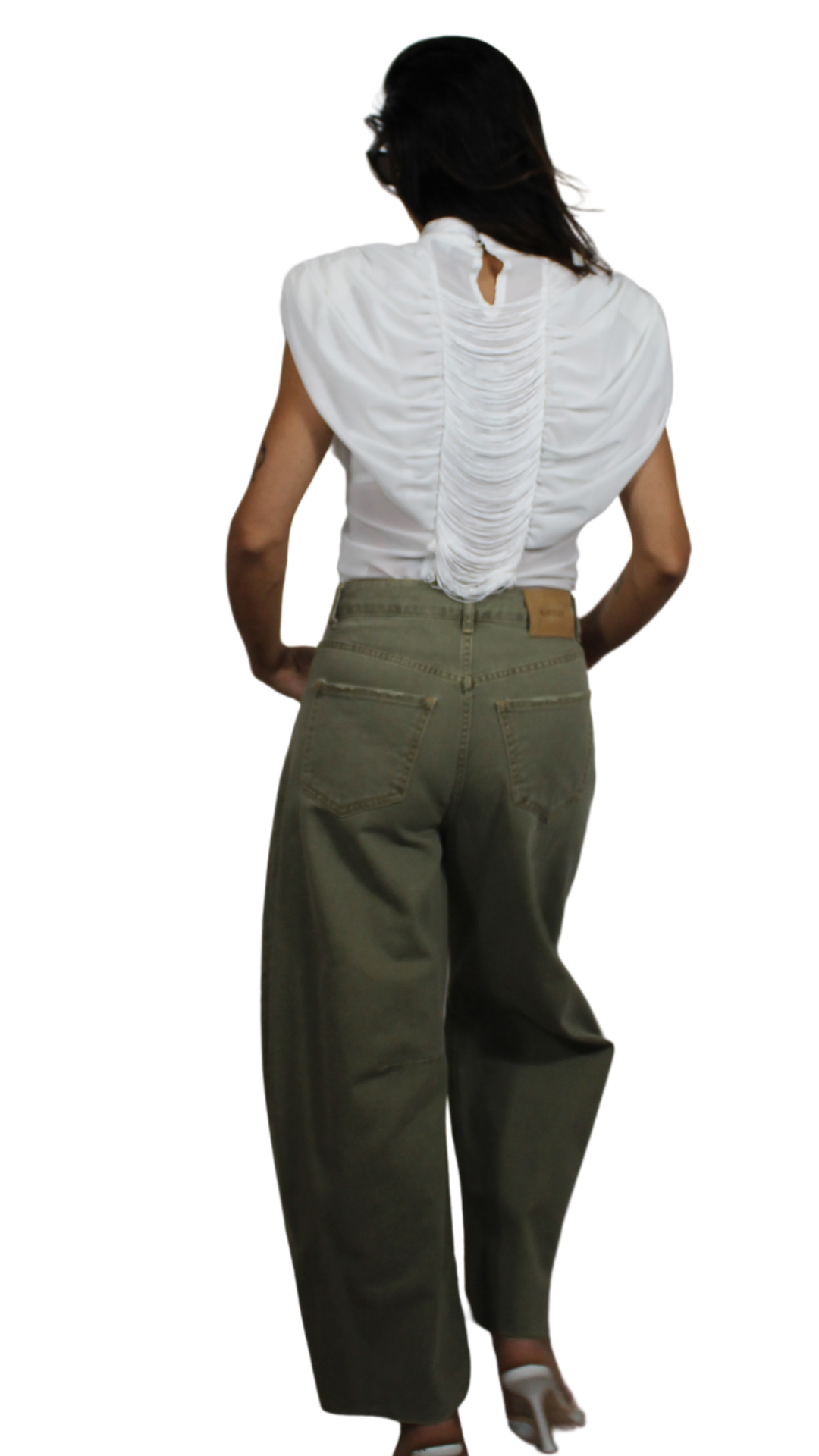Maglia in Tulle con Ruches e Frange