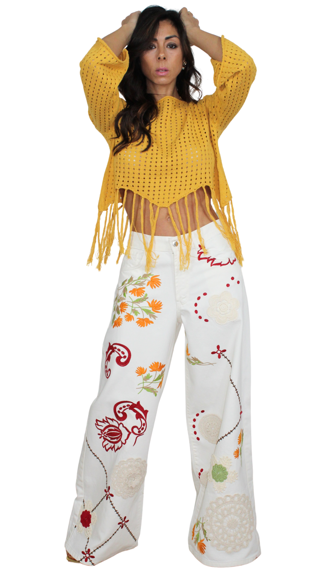 Maglia Crochet Gialla con Frange by Kontatto