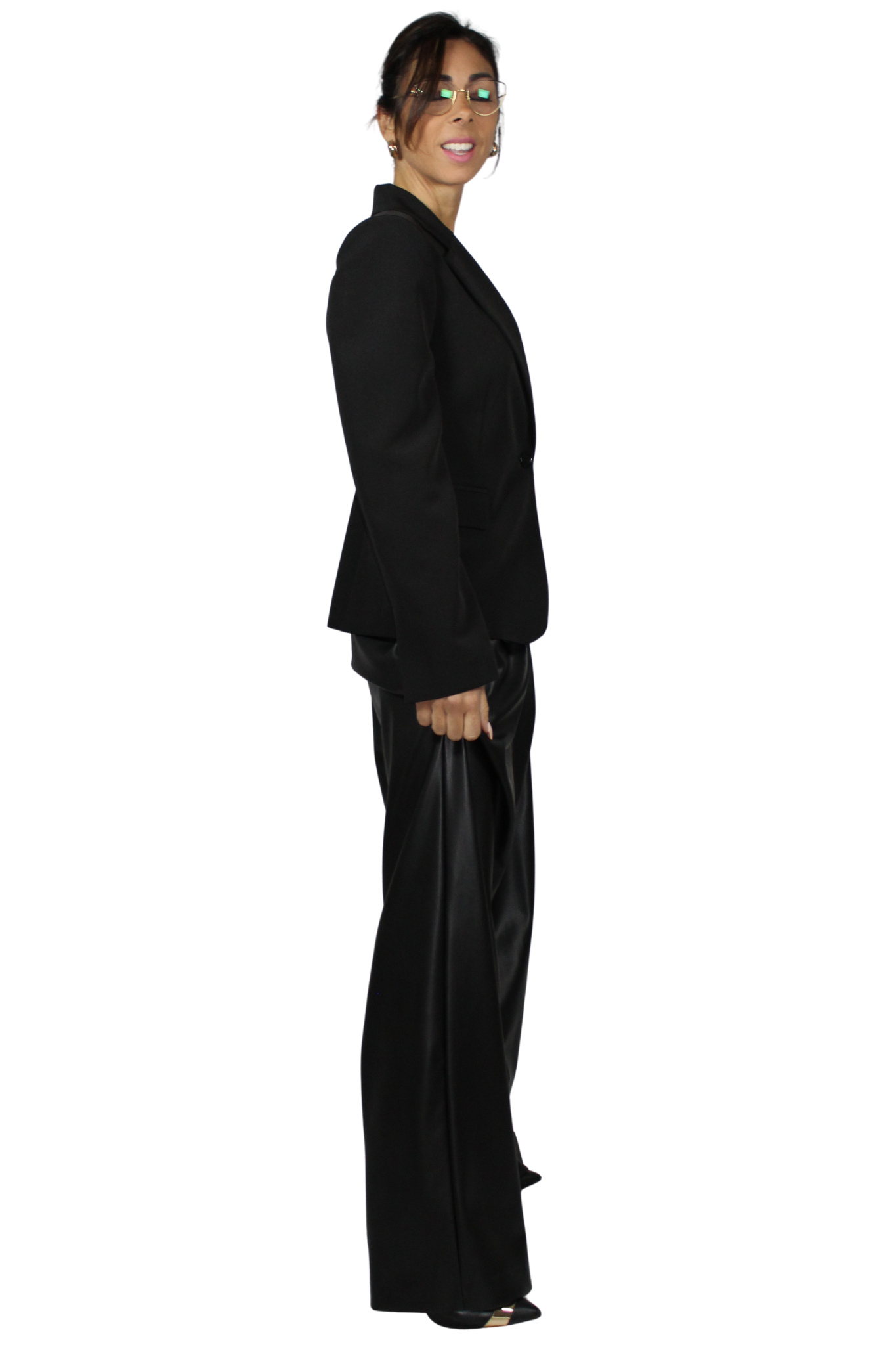 Pantalone Nero Iconico ecopelle by Kontatto
