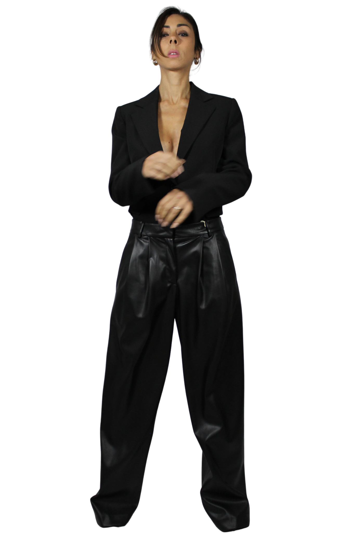 Pantalone Nero Iconico ecopelle by Kontatto