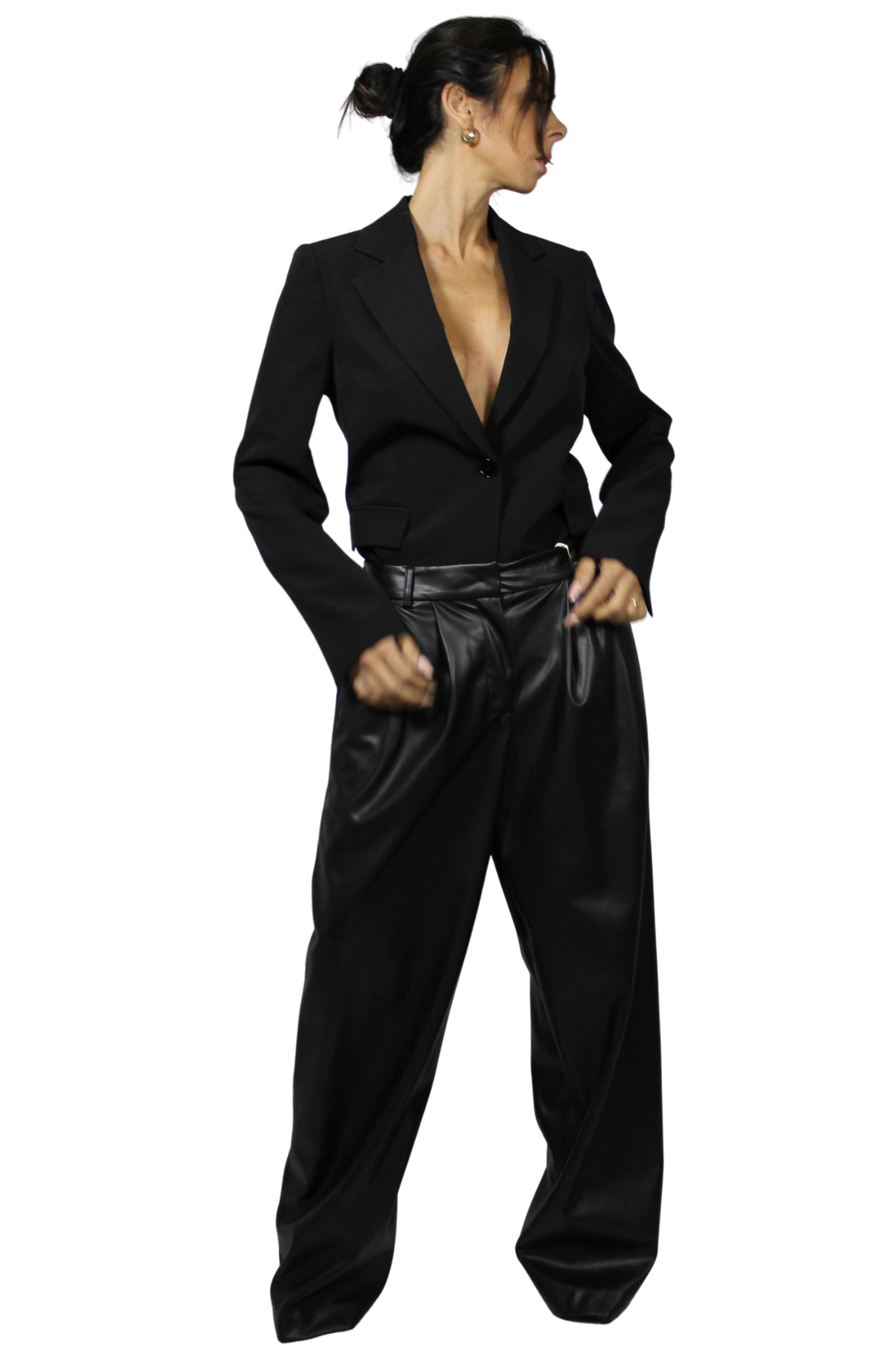 Pantalone Nero Iconico ecopelle by Kontatto