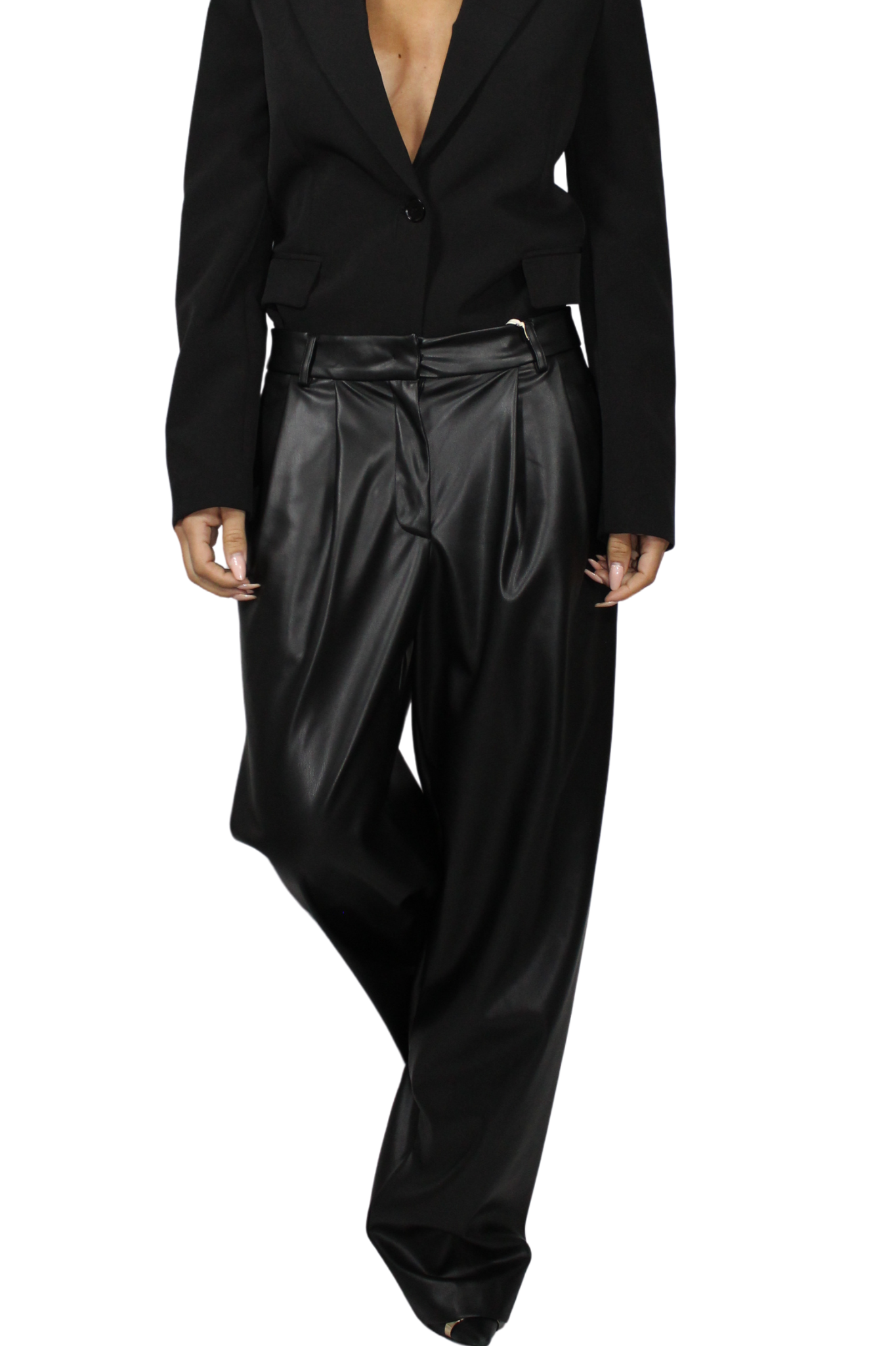 Pantalone Nero Iconico ecopelle by Kontatto