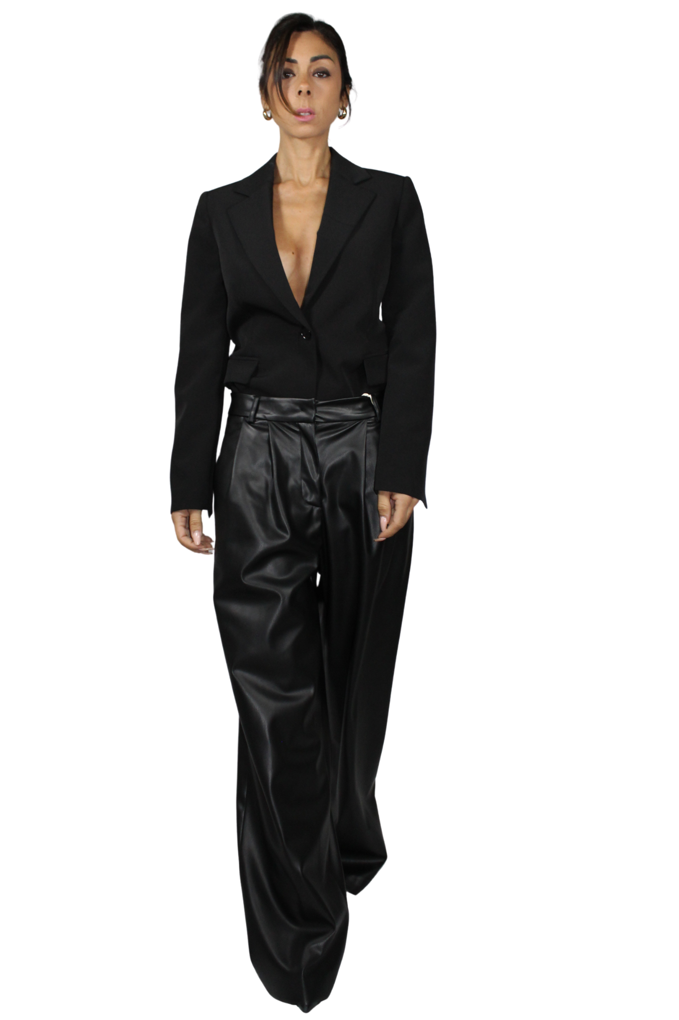 Pantalone Nero Iconico ecopelle by Kontatto