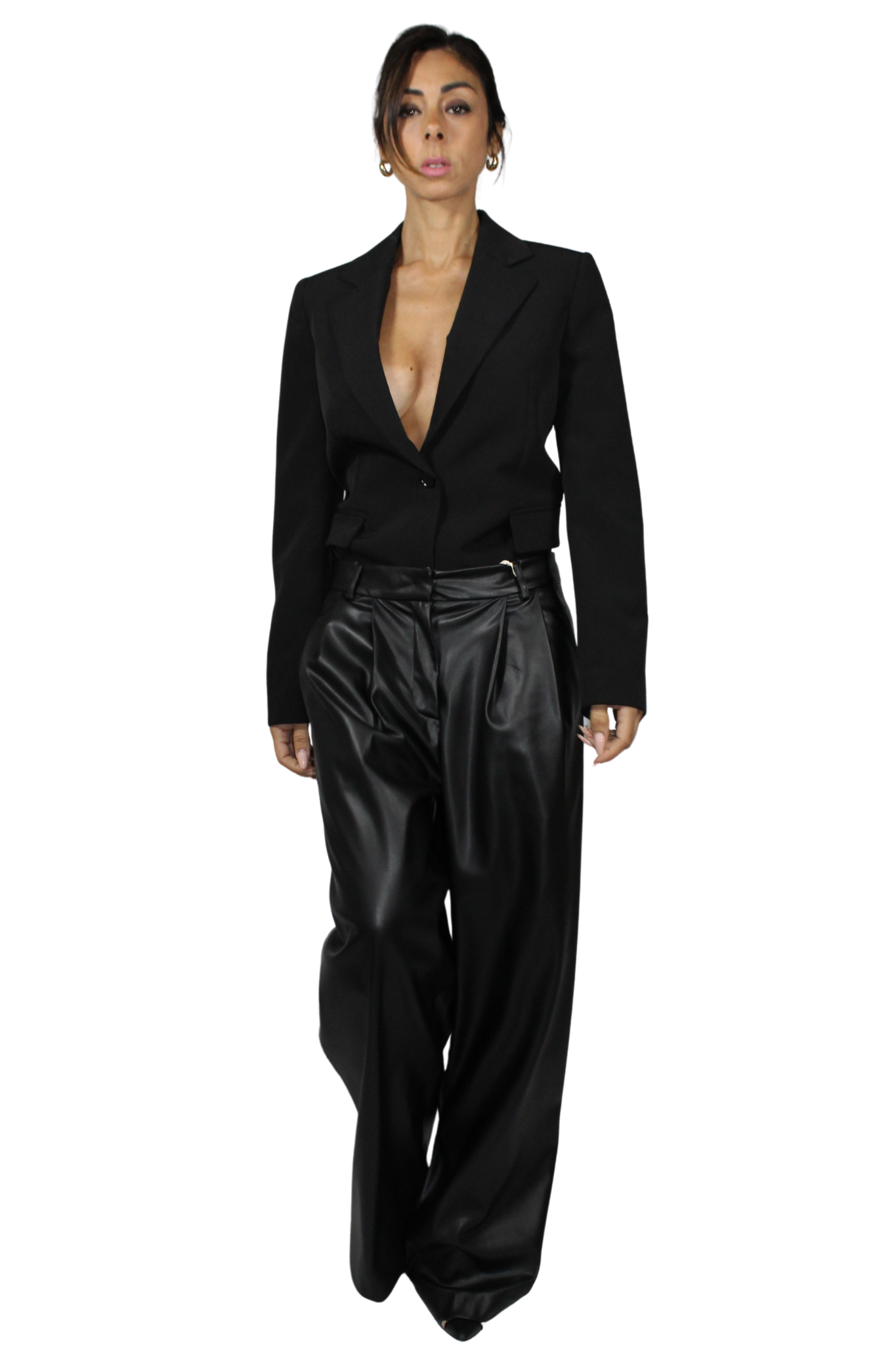 Pantalone Nero Iconico ecopelle by Kontatto