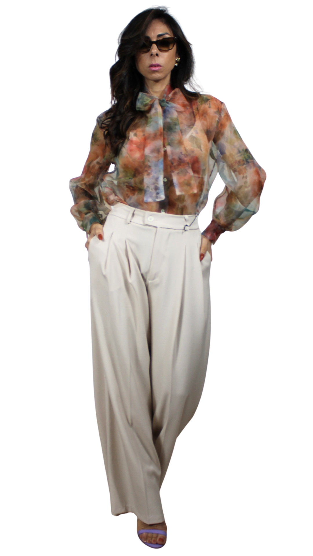 Blusa semitrasparente